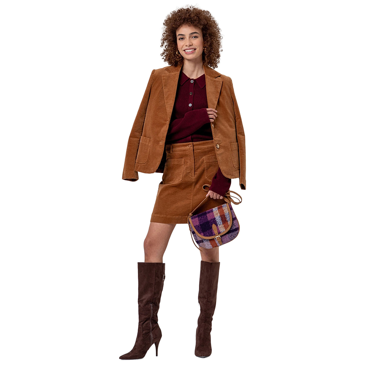 SURKANA Cardigan in Maglia con Collo a Camicia Granata