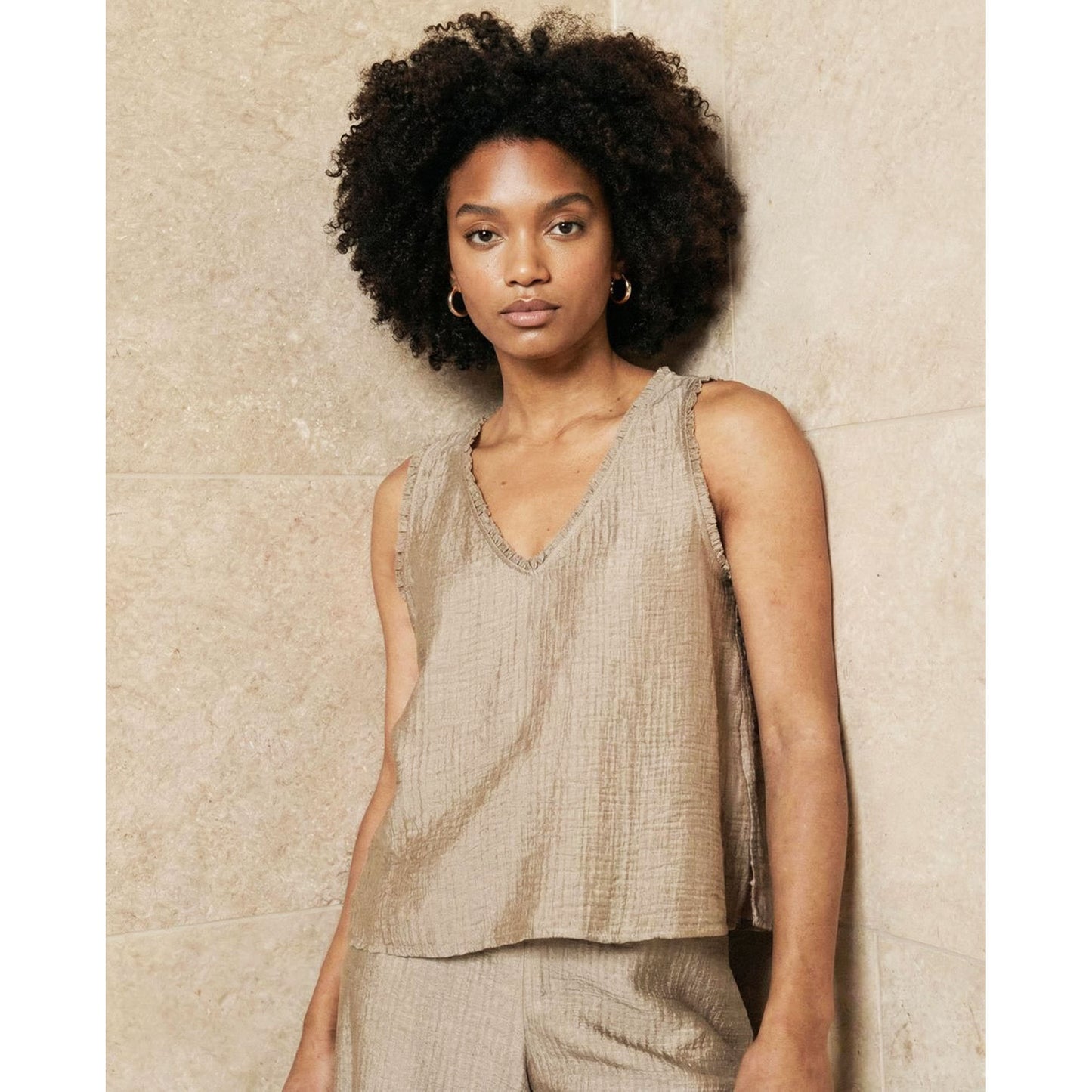 Surkana Top scollo a V Beige