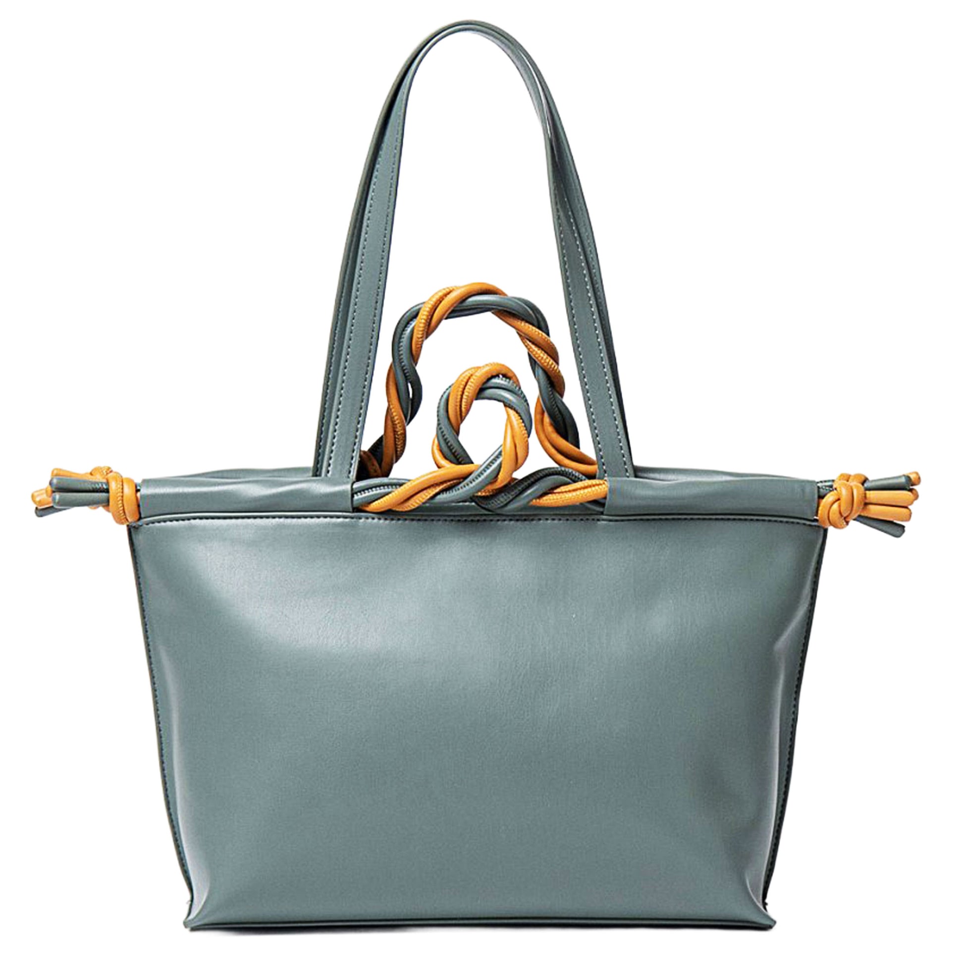 SURKANA - Borsa tote a doppio manico bicolore Blu acciaio-SURKANA-VIALESCARPE