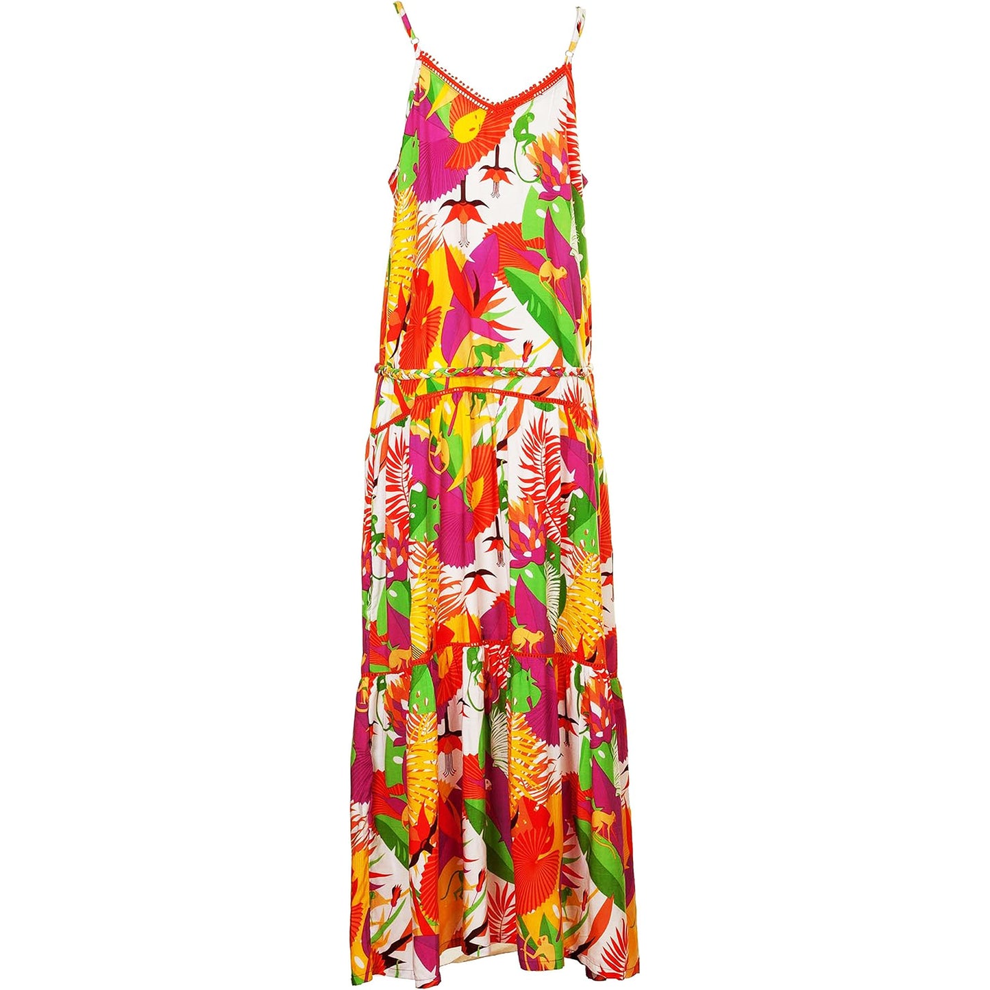 BABA DESIGN Abito lungo TROPICAL PAPAYA Arancio e Multi-Baba design-VIALESCARPE