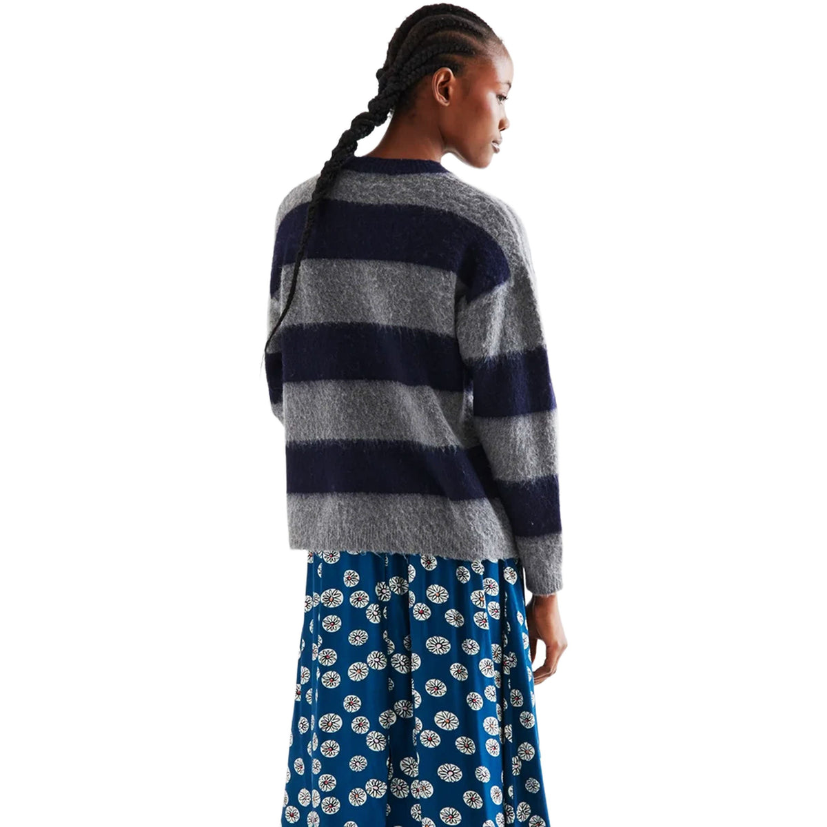 COMPAÑÍA FANTÁSTICA Maglione a righe blu navy e grigio in misto lana
