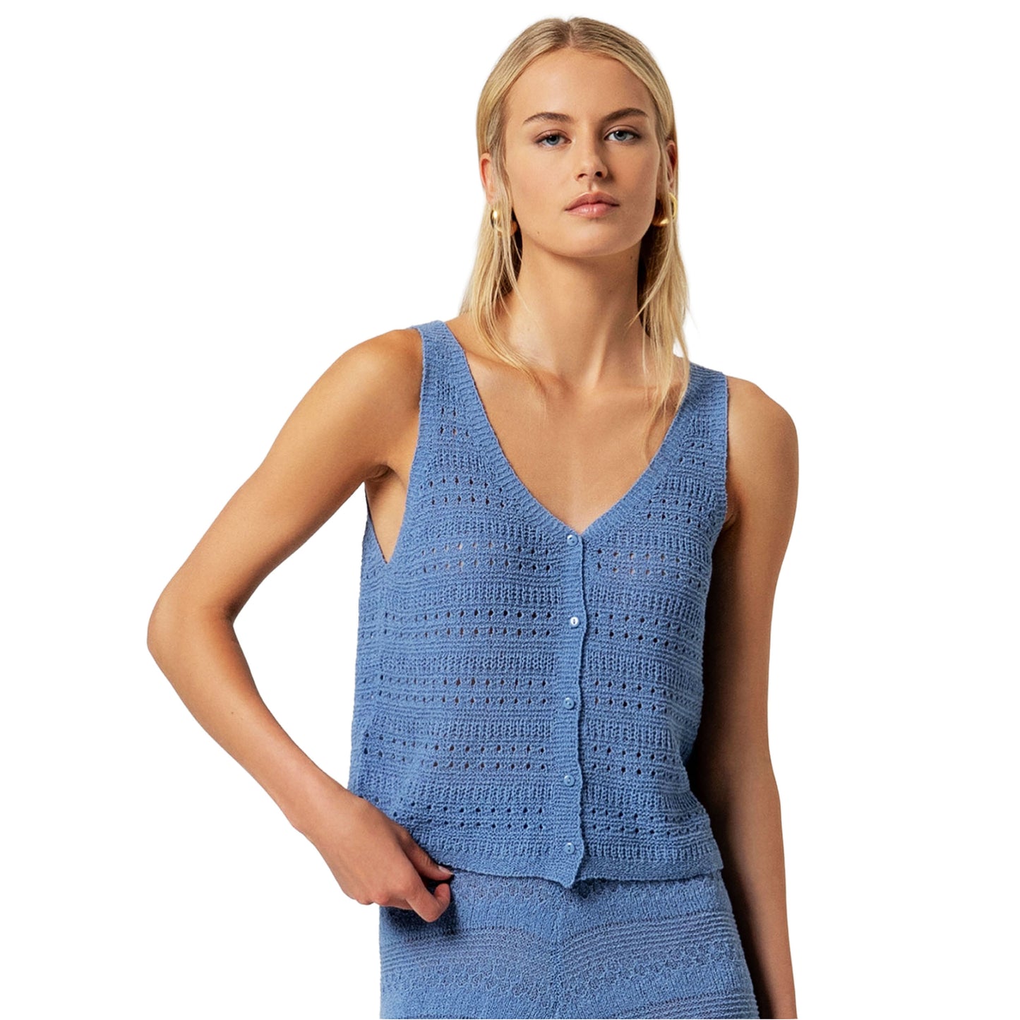 SURKANA Gilet con scollo a V e bottoni Polvere