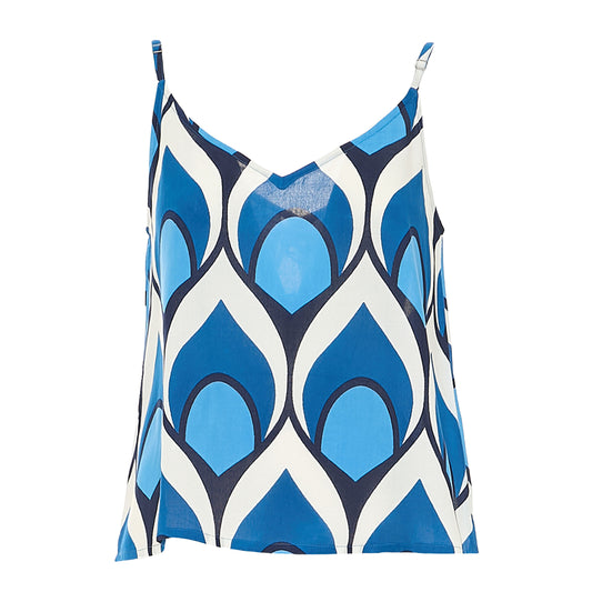 BABA DESIGN Top OCEAN HALO Bianco e azzurro