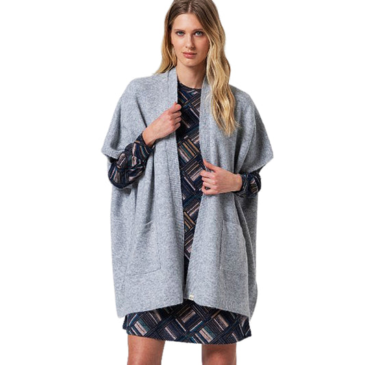 SURKANA - Poncho aperto in maglia con tasche-SURKANA-VIALESCARPE