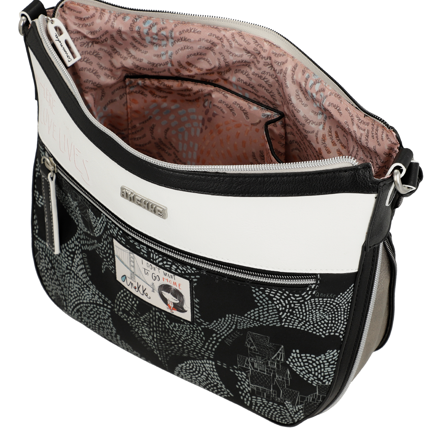 Borsa a Tracolla grande - Nature Sixties Black White