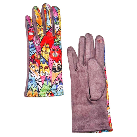 Guanti FoulART Cats Popolo Gatti Touch Melanzana