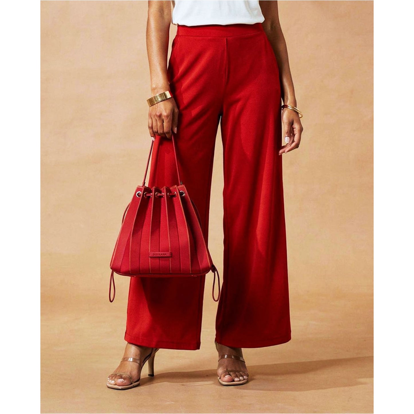 SURKANA Borsa zaino in maglia con pochette interna Ciliegia