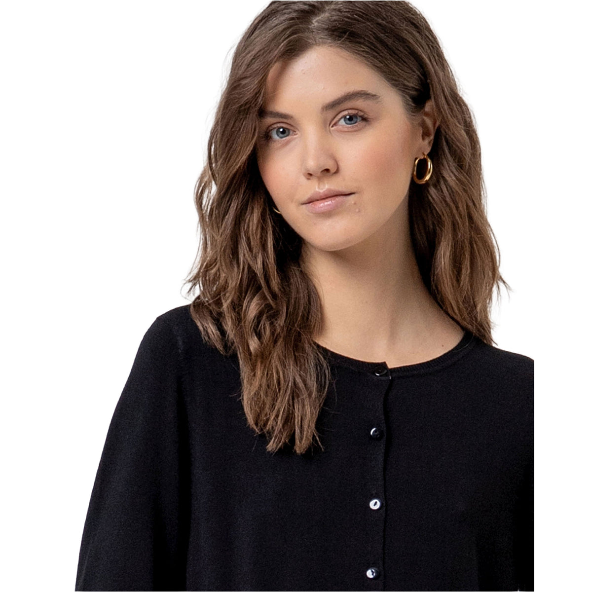 SURKANA Cardigan in Maglia con Collo Tondo Nero
