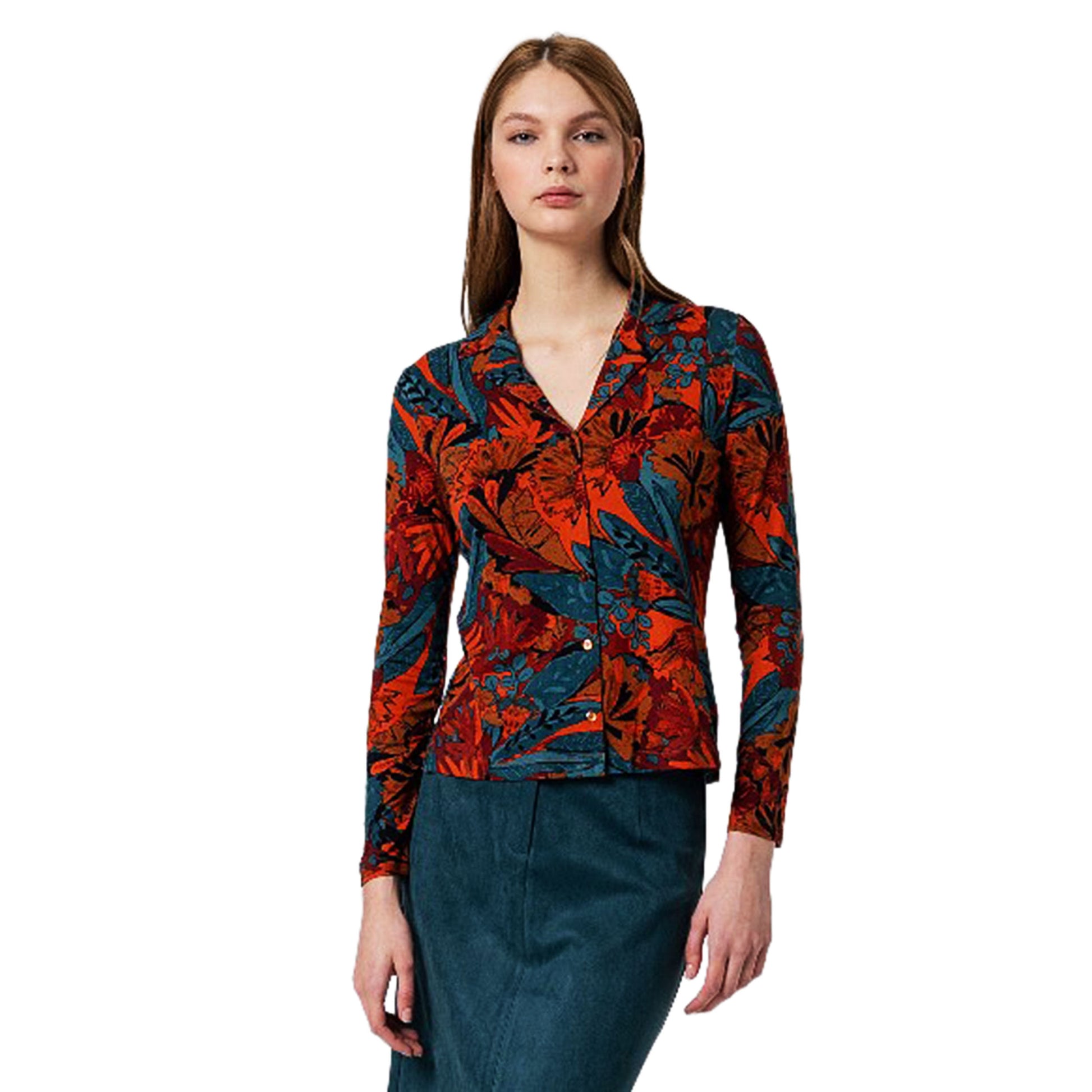 SURKANA - Camicia stampata con colletto a revers-SURKANA-VIALESCARPE