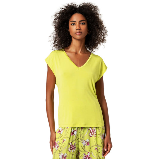 SURKANA T-shirt con collo a V Verde acido