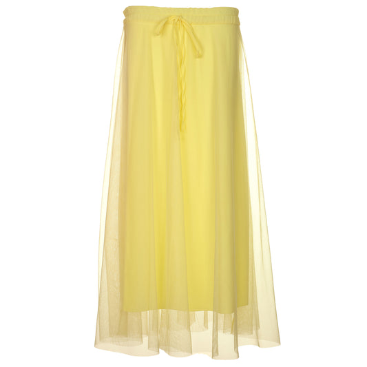Gonna in tulle, cintura e coulisse in raso
