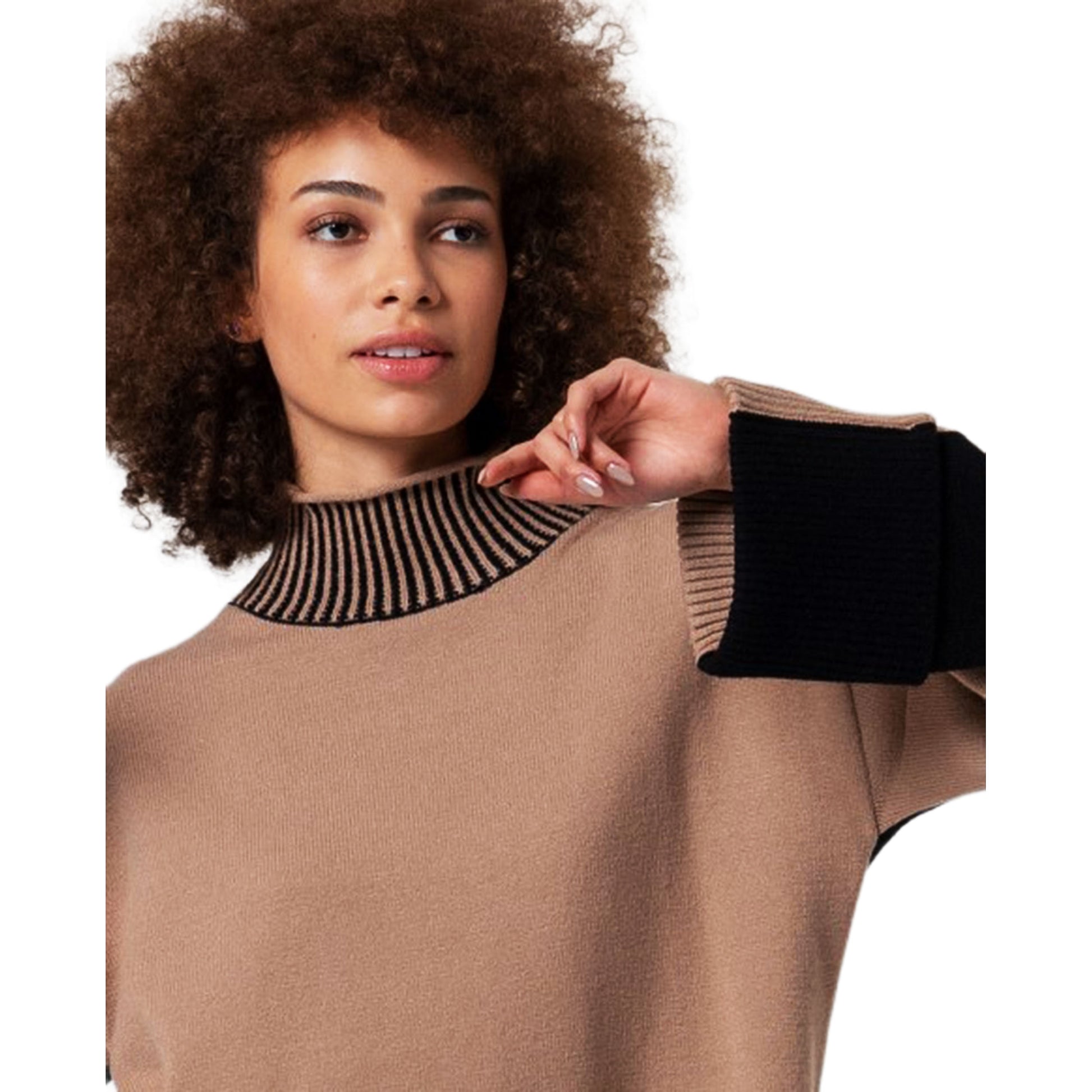 SURKANA - Maglia bicolore con collo perkins elasticizzato-SURKANA-VIALESCARPE