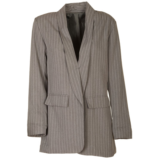 Blazer rigato, senza bottoni