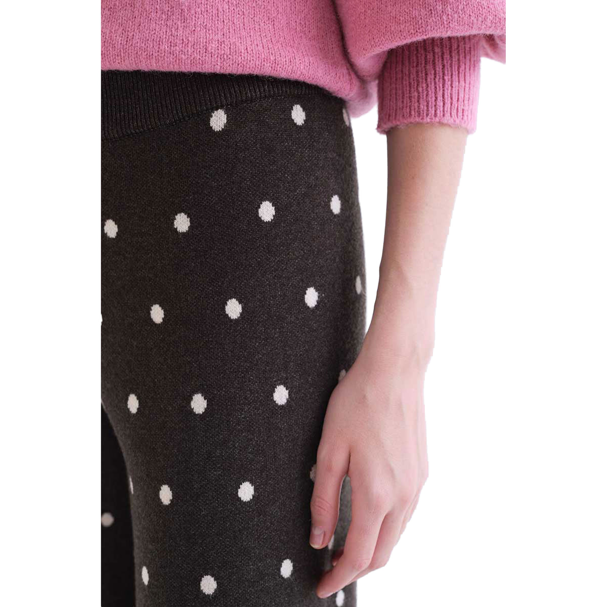 COMPAÑÍA FANTÁSTICA Pantaloni grigio antracite a pois