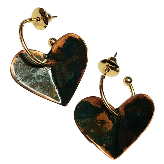 HOIKO Orecchini in rame e ottone a foma di cuore 01