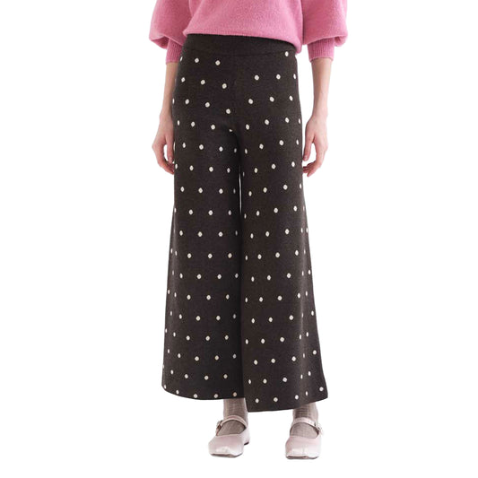 COMPAÑÍA FANTÁSTICA Pantaloni grigio antracite a pois