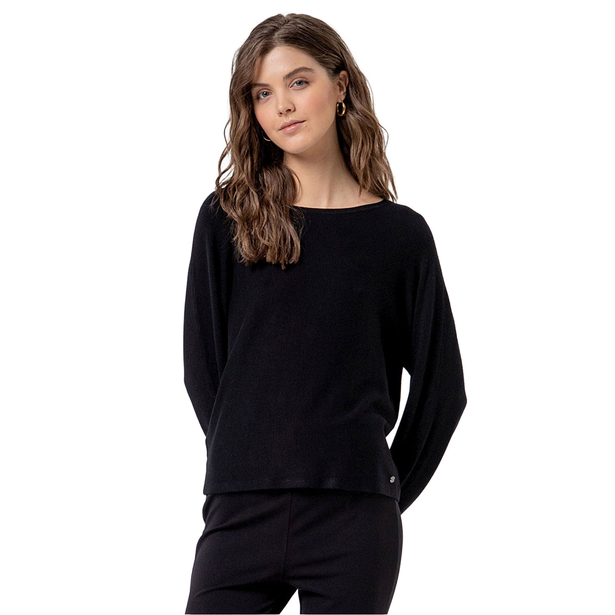 SURKANA Maglione in Maglia con Scollo a Barca Nero