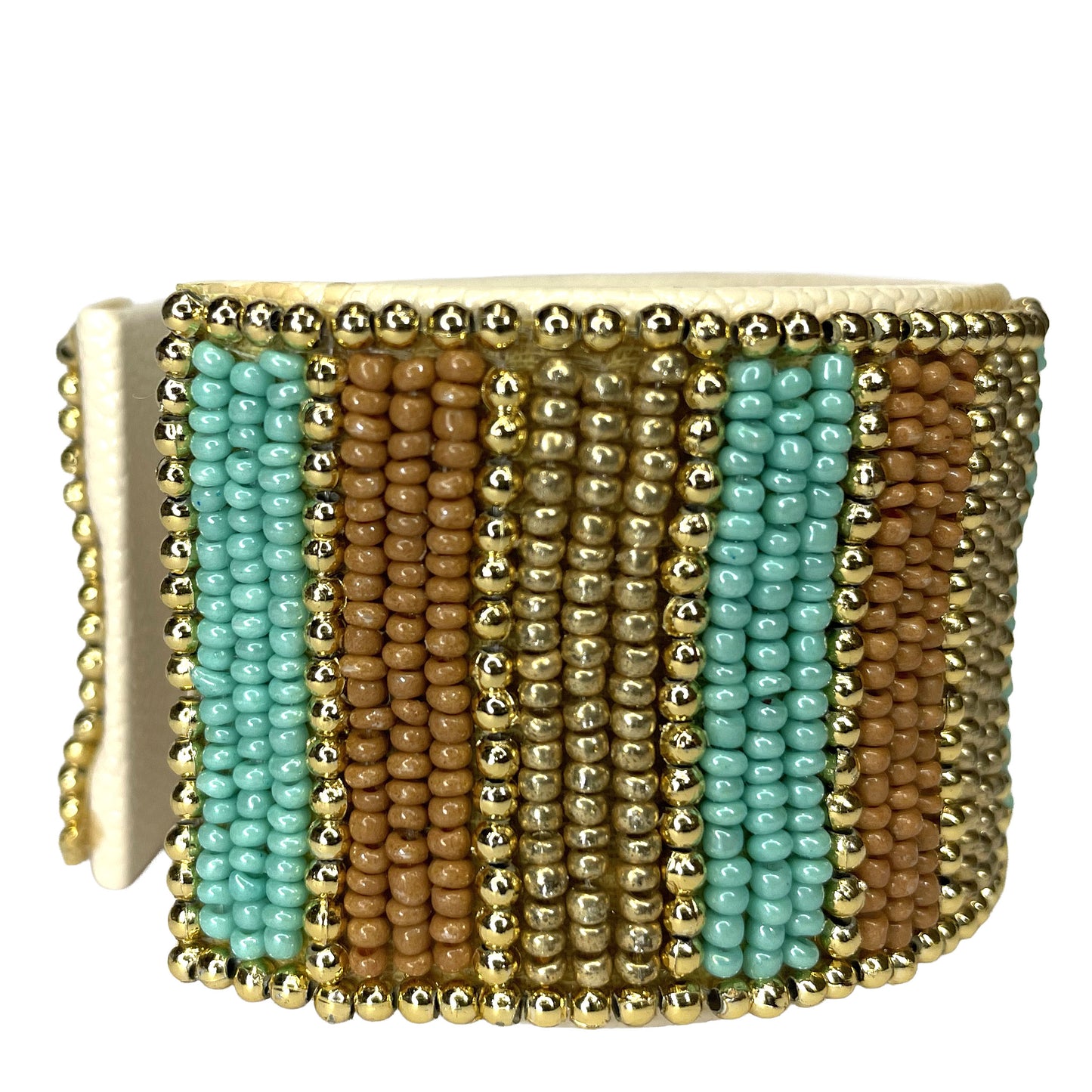SURKANA Bracciale rigido a righe multicolor turchese e oro