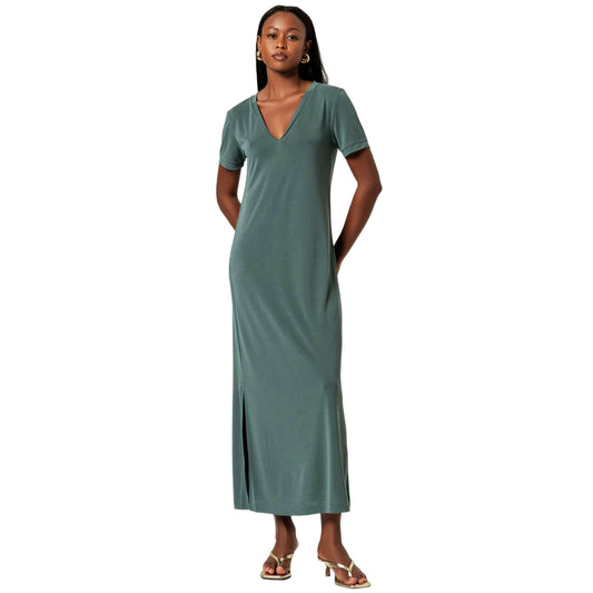 SURKANA Abito Lungo con Spacco e Scollo a V Bottiglia