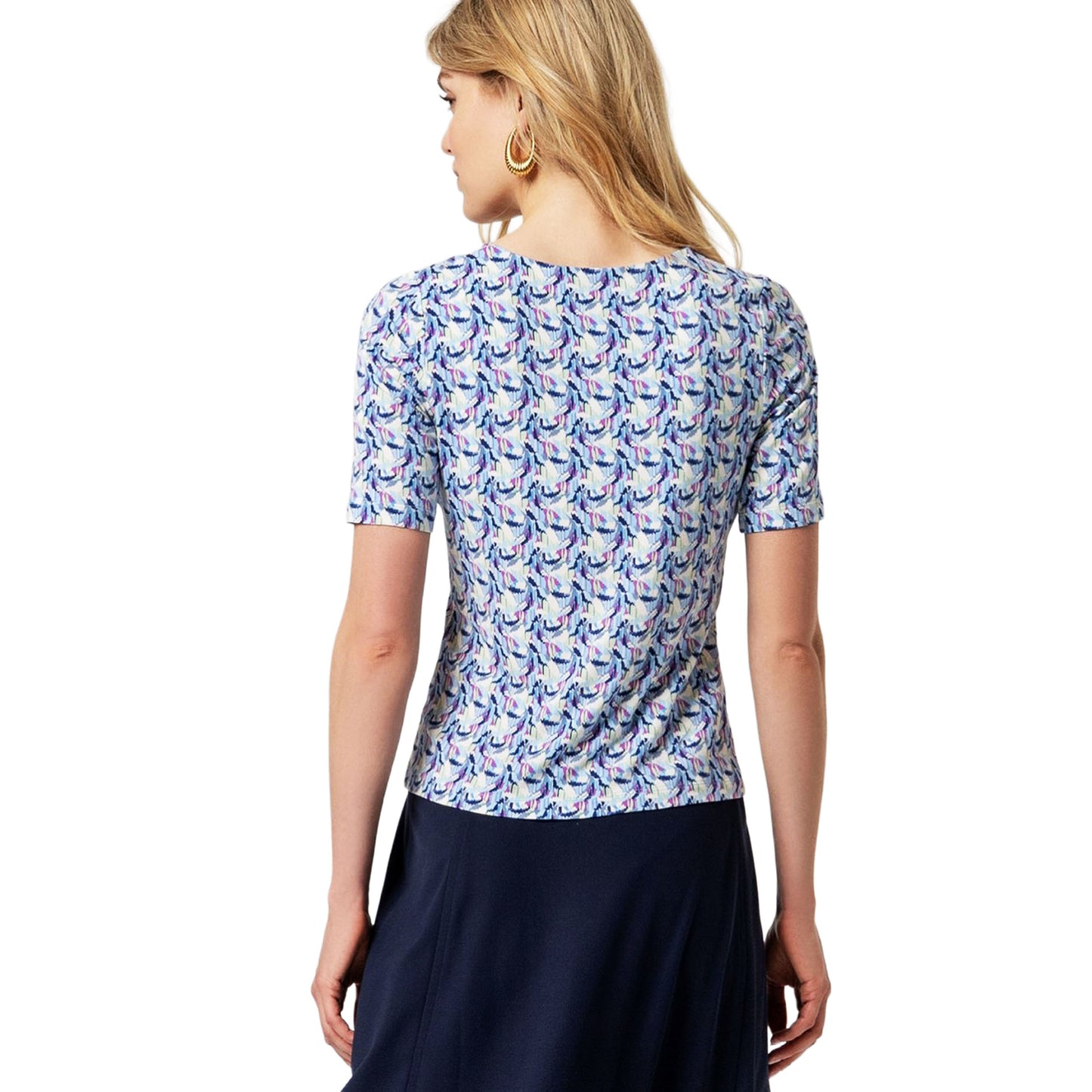 Surkana T-shirt scollo a V Fantasia Azzurra