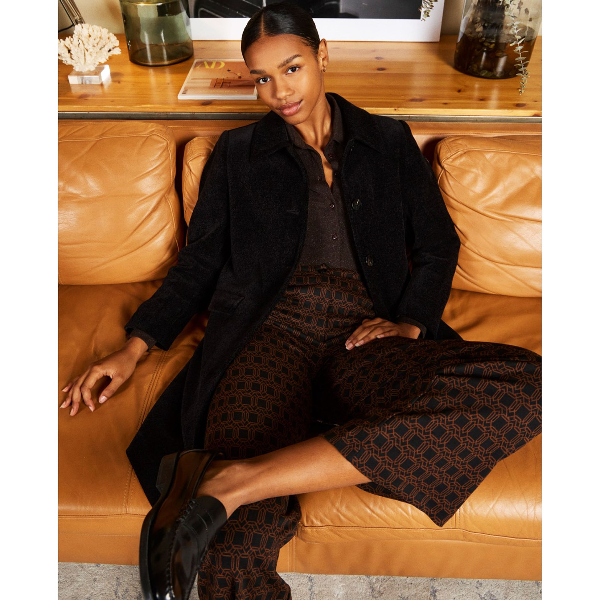 SURKANA - Pantaloni taglio dritto con stampa geometrica Nero-SURKANA-VIALESCARPE