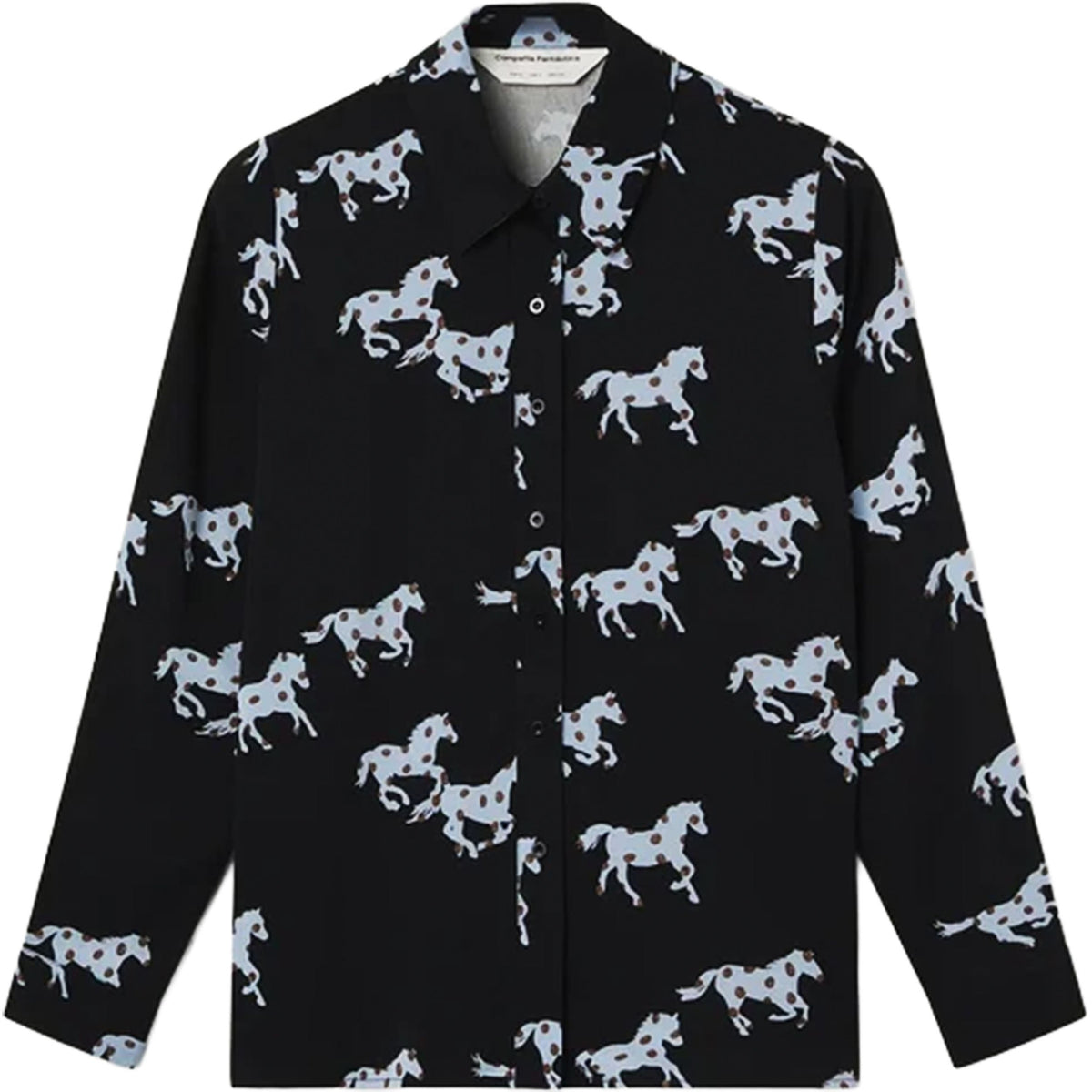COMPAÑÍA FANTÁSTICA Camicia con stampa Horse, Nero e AzzurroCOMPAÑÍA FANTÁSTICA Camicia con stampa Horse, Nero e Azzurro