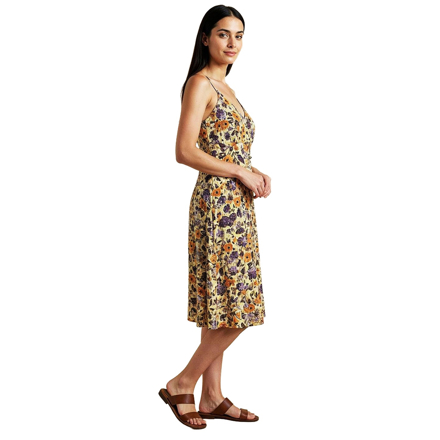 SURKANA Vestito floreale in viscosa con bottoni frontali