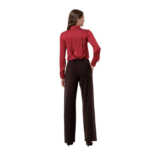 SURKANA Pantalone Dritto in Maglia con Risvolto Cioccolato-SURKANA-VIALESCARPE
