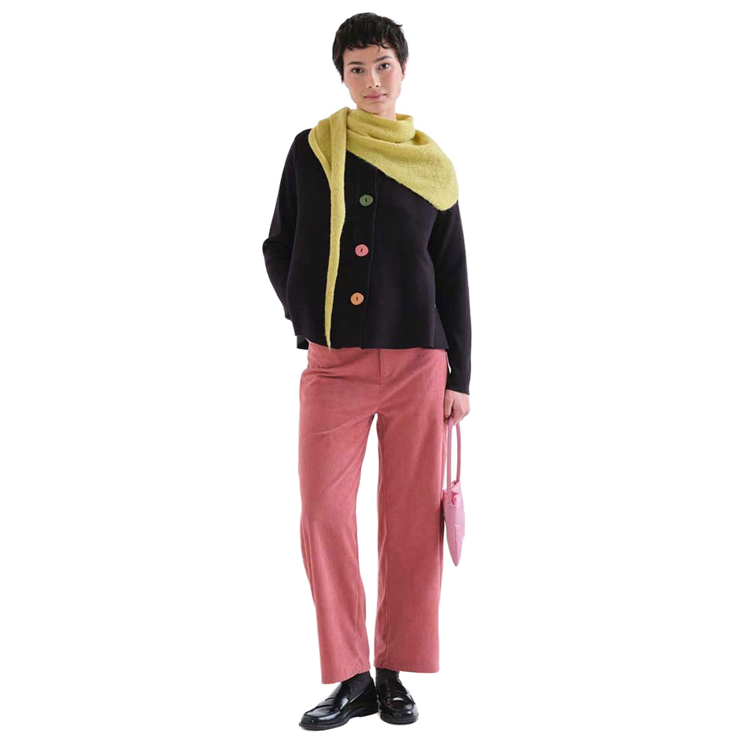 COMPAÑÍA FANTÁSTICA Cardigan nero con bottoni multicolor