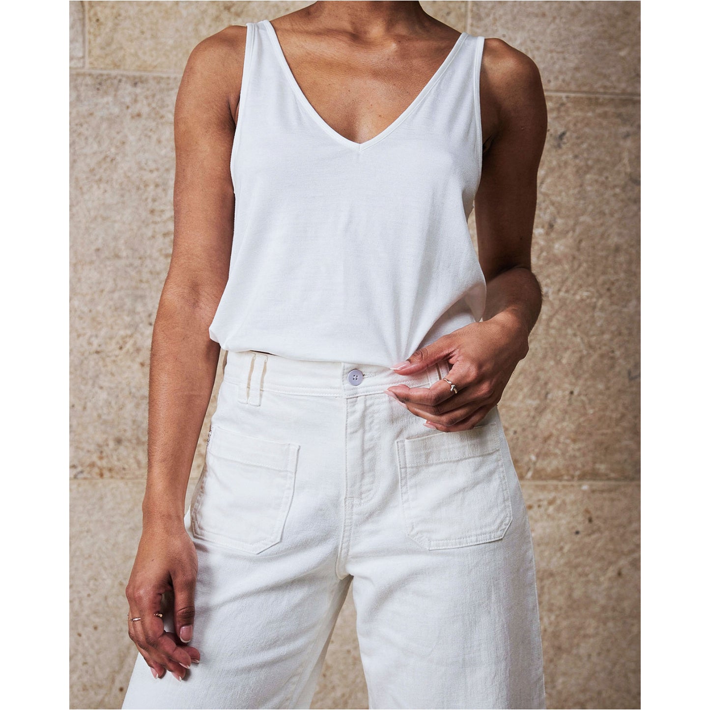 SURKANA Top a spalline Bianco-SURKANA-VIALESCARPE