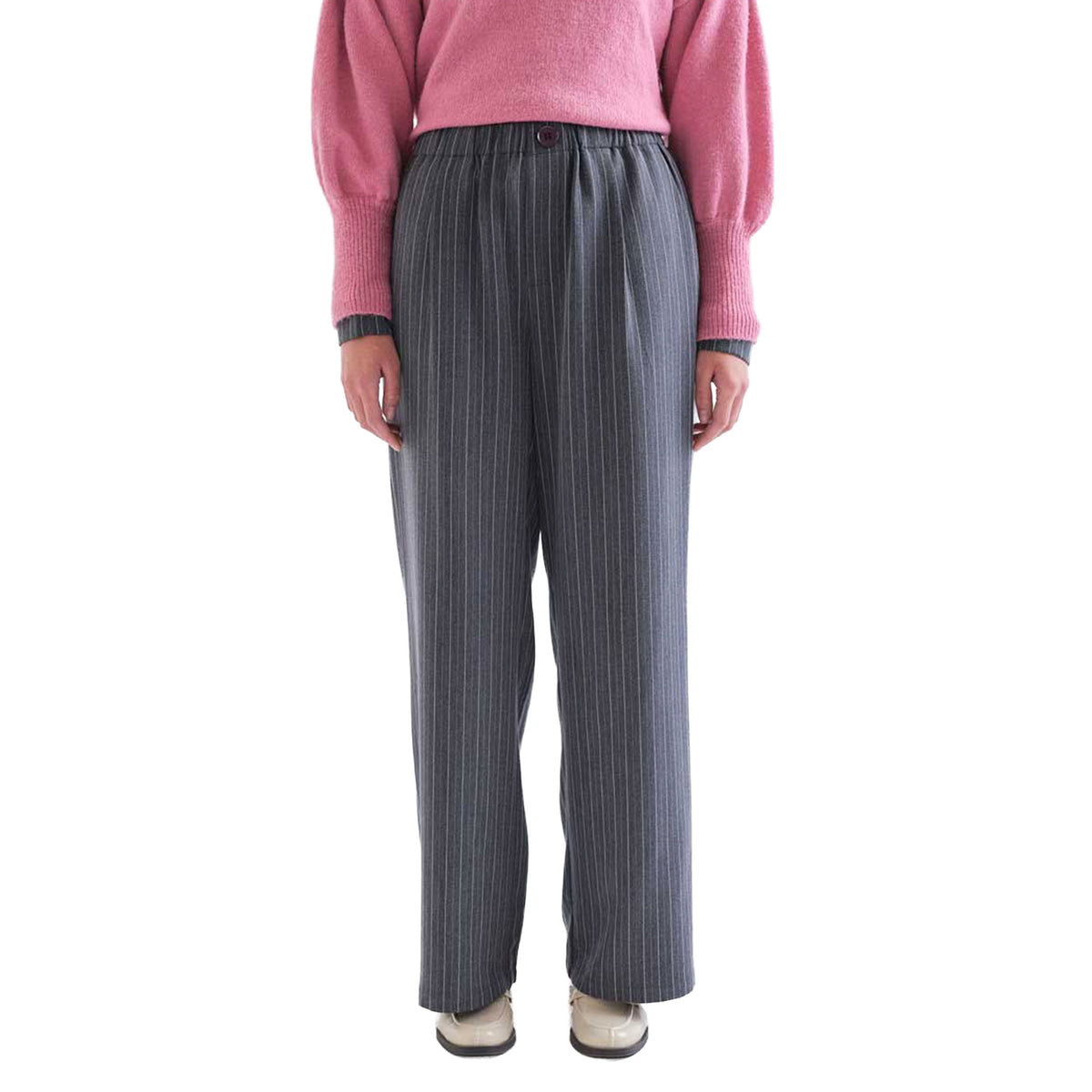COMPAÑÍA FANTÁSTICA Pantaloni grigio antracite a righe sottili