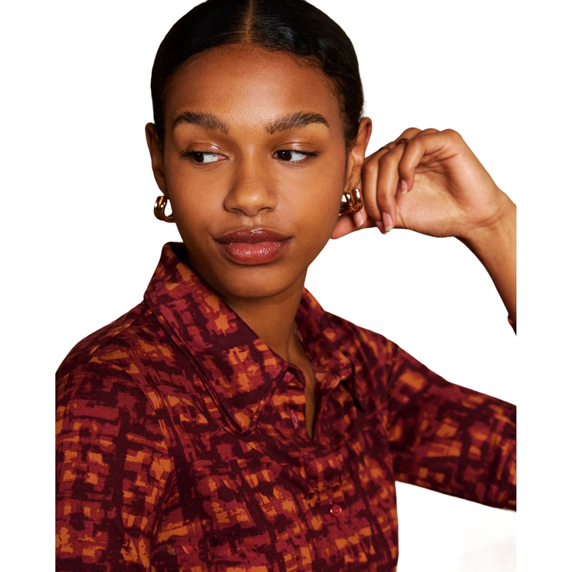 SURKANA - Camicia a maniche lunghe stampata Bordeaux-SURKANA-VIALESCARPE