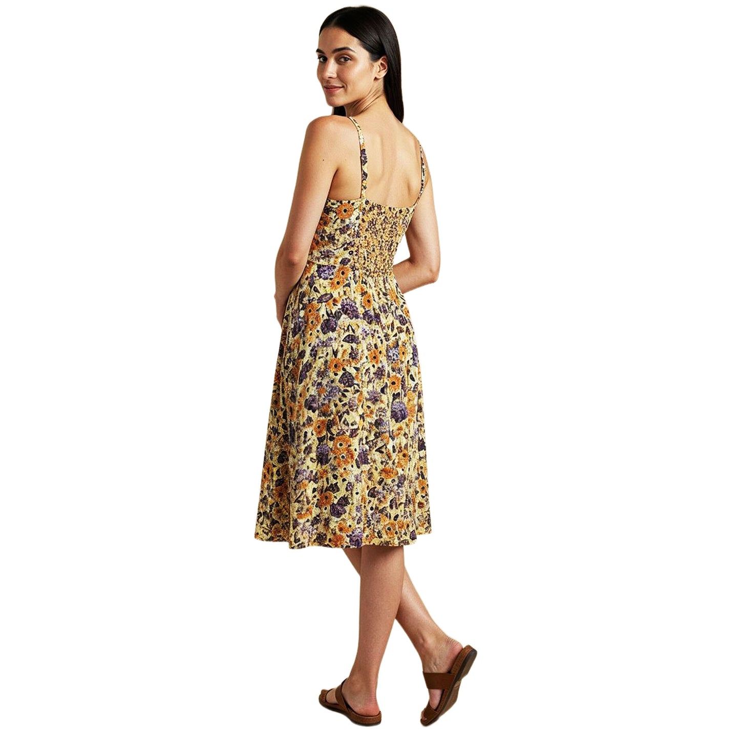 SURKANA Vestito floreale in viscosa con bottoni frontali