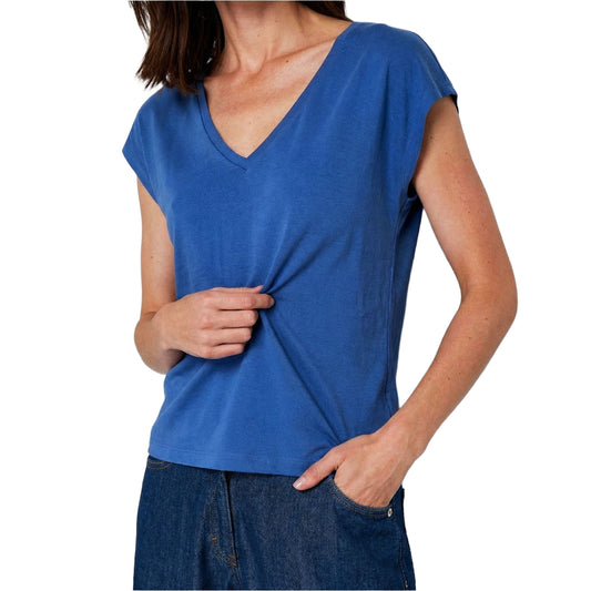 SURKANA T-shirt con collo a V Azzurro