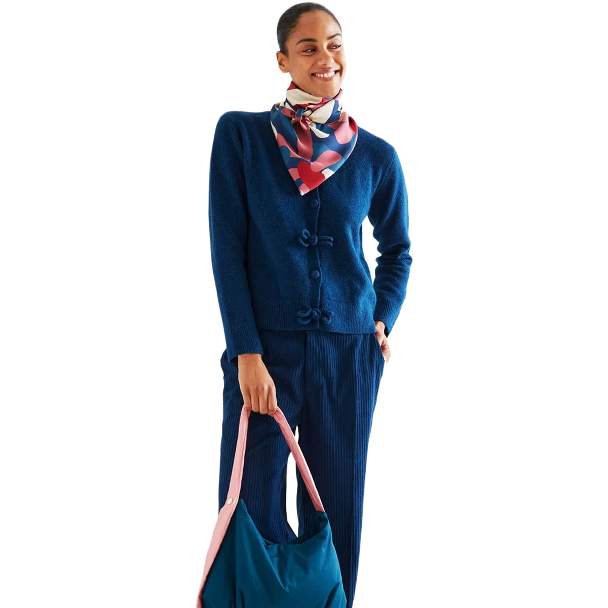 COMPAÑÍA FANTÁSTICA Cardigan blu navy con bottoni annodati