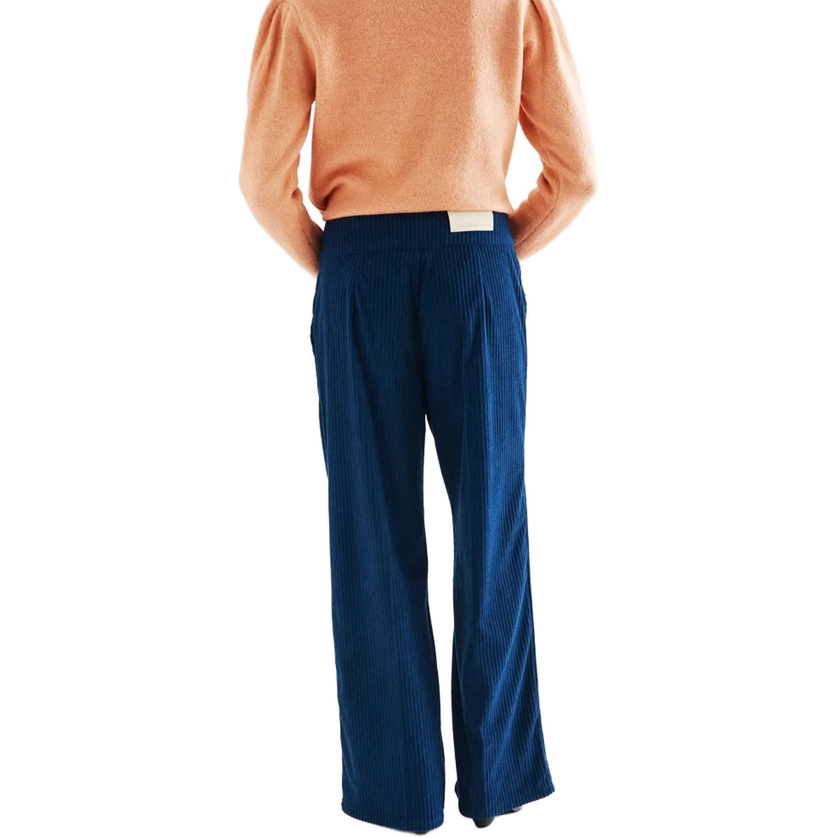 COMPAÑÍA FANTÁSTICA Pantaloni in velluto a coste blu navy con doppio bottone
