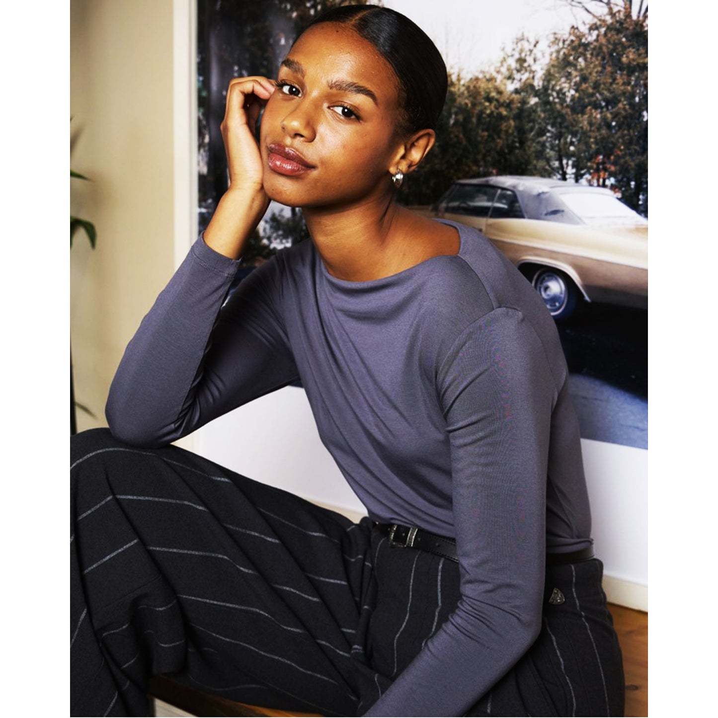 SURKANA - T-shirt con scollo a barca in viscosa di bambù-SURKANA-VIALESCARPE