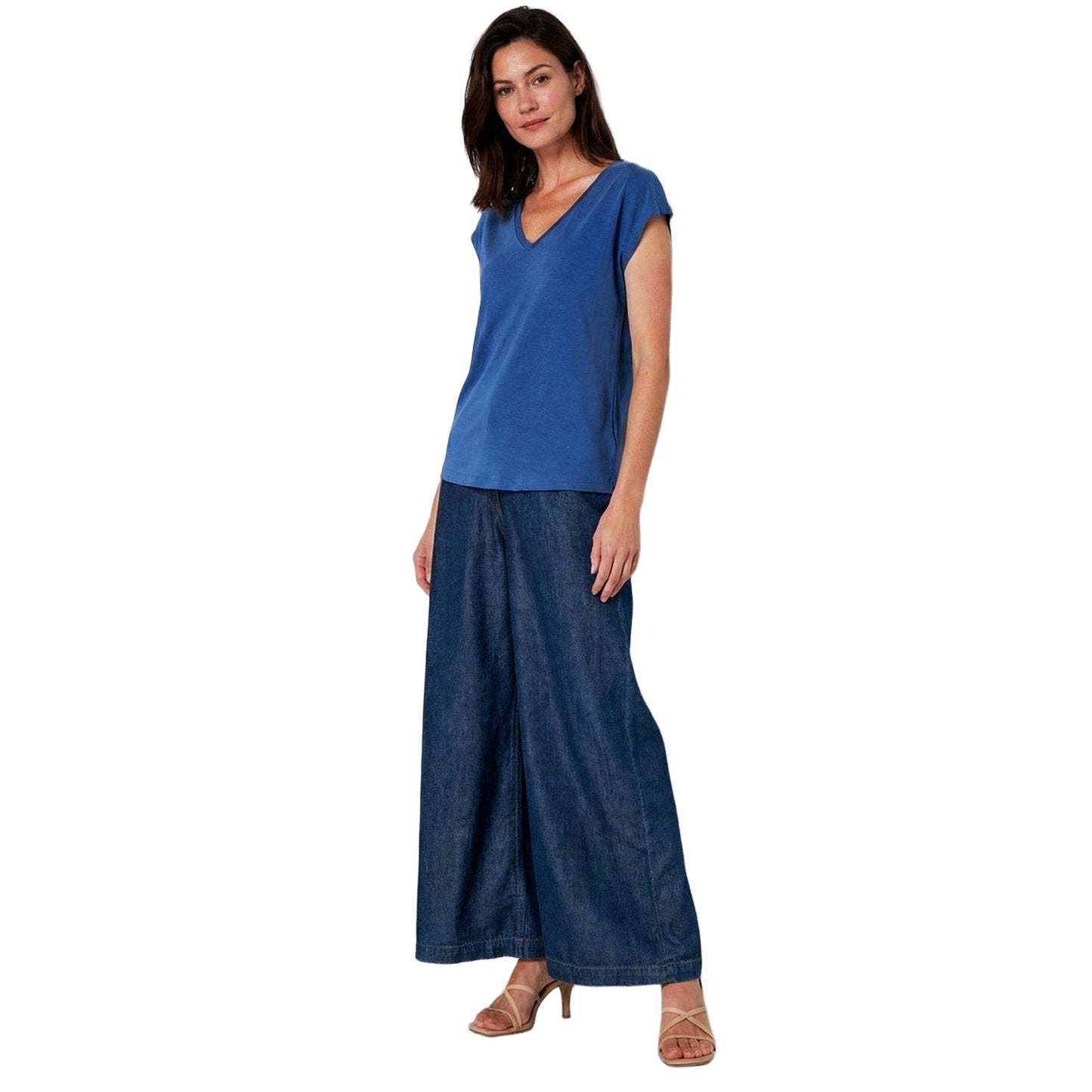 SURKANA T-shirt con collo a V Azzurro