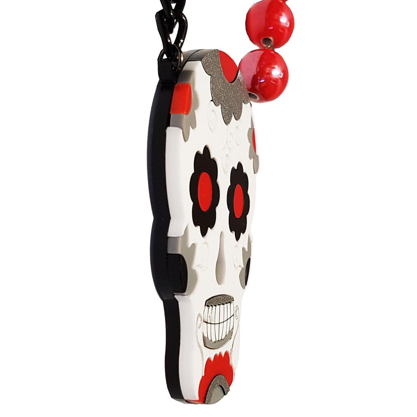 Collana Skull messicano bianco e rosso