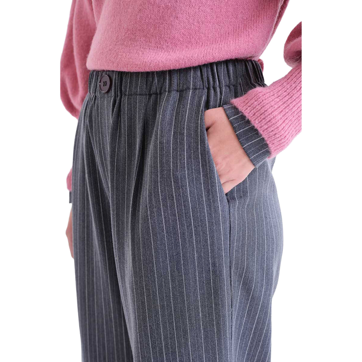 COMPAÑÍA FANTÁSTICA Pantaloni grigio antracite a righe sottili