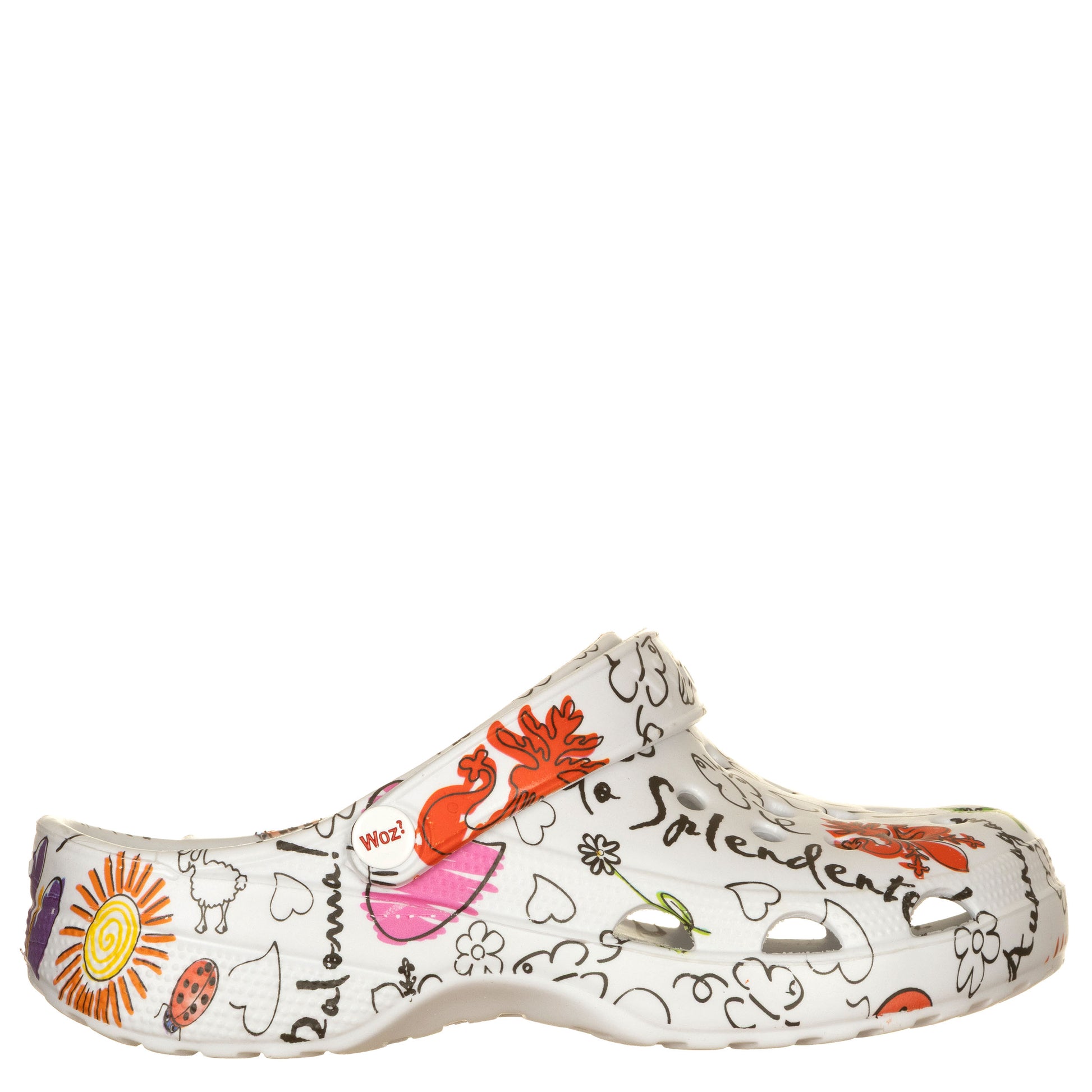 WOZ? Sabot Cheese Donna Bianco con Scritte multicolor-WOZ?-VIALESCARPE