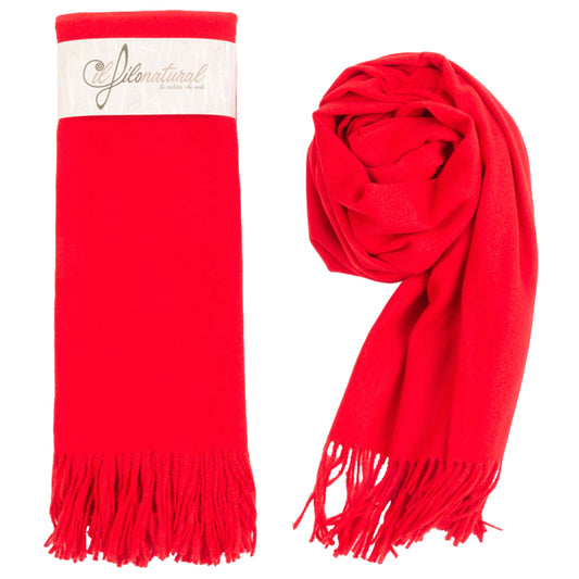 Scialle Pashmina Stola Classica Frange Rosso Vivo