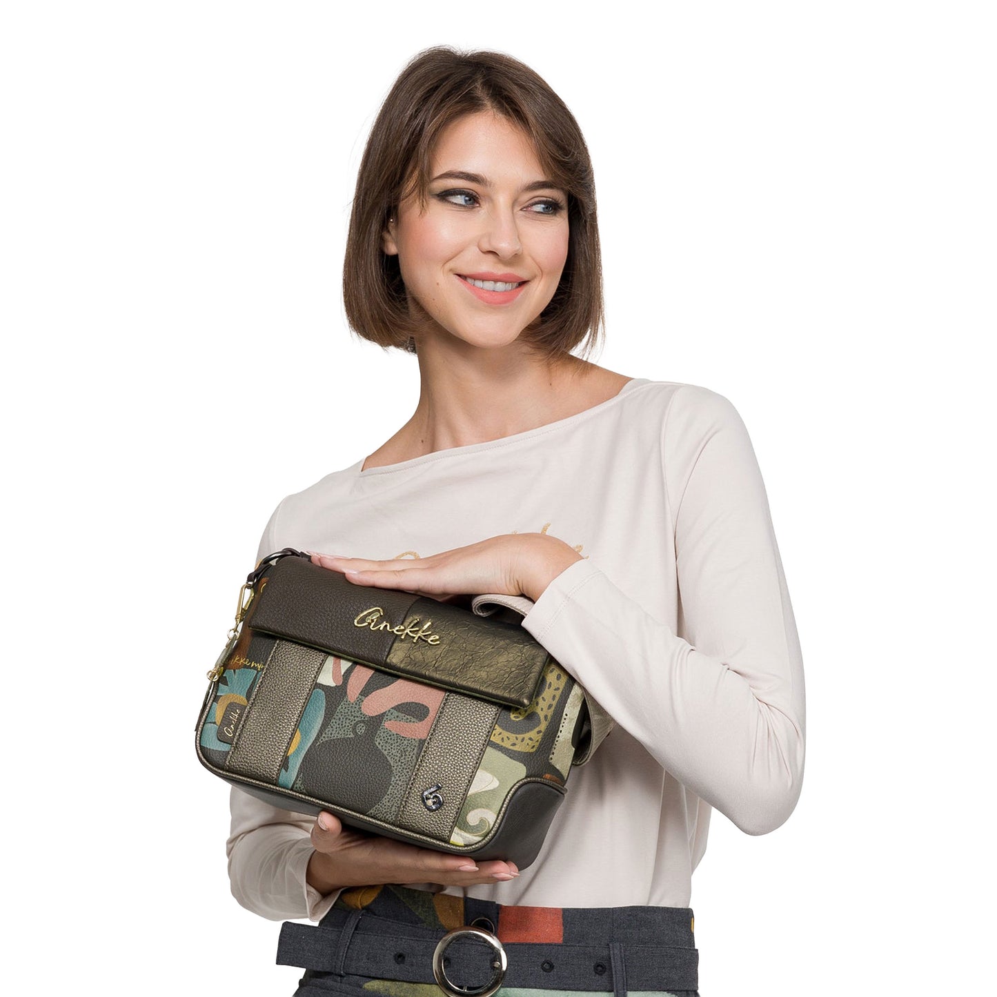 ANEKKE Borsa a tracolla con patta stampata Amphora