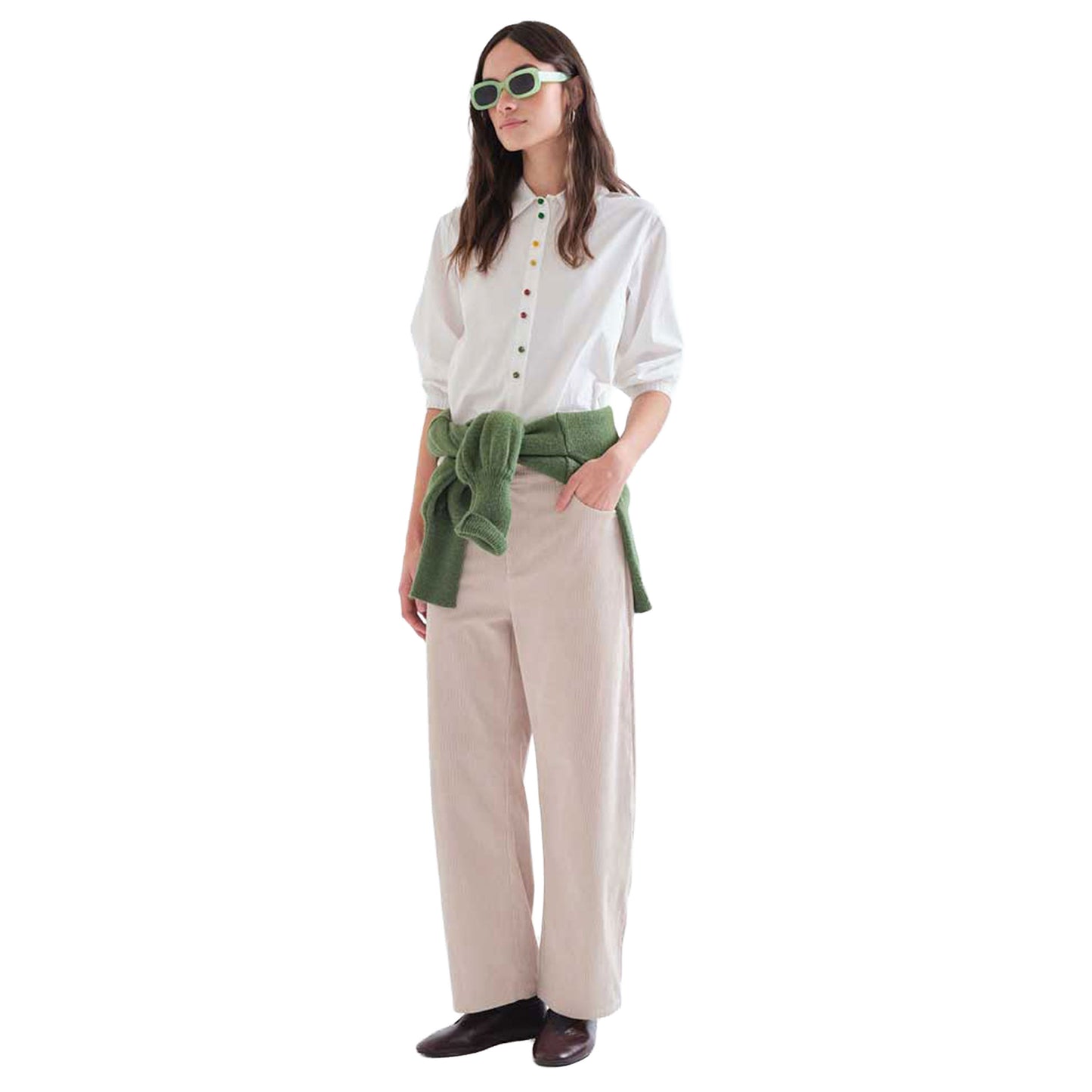 COMPAÑÍA FANTÁSTICA Camicia bianca con bottoni gioiello
