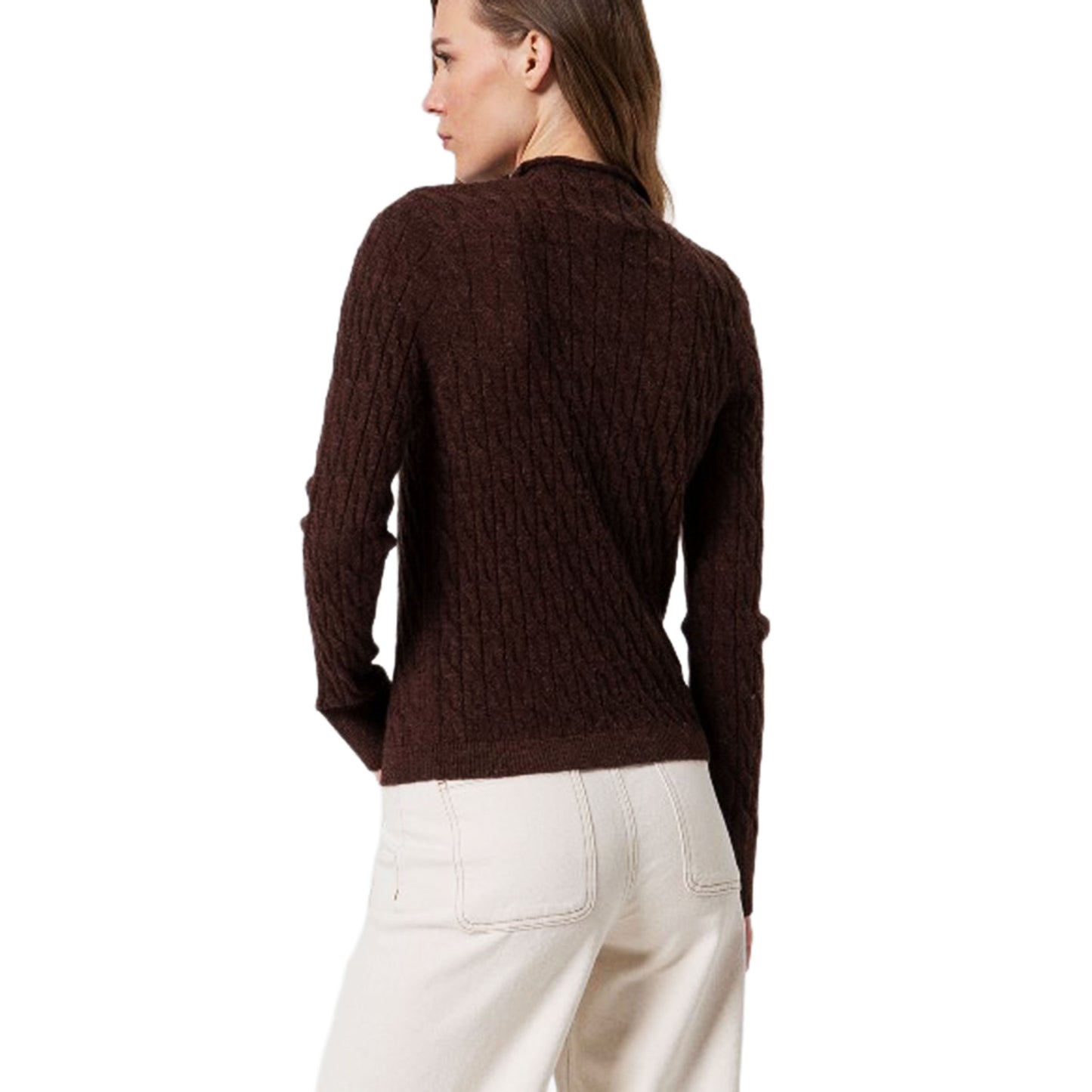 SURKANA - Maglione aderente con trecce e collo perkins-SURKANA-VIALESCARPE