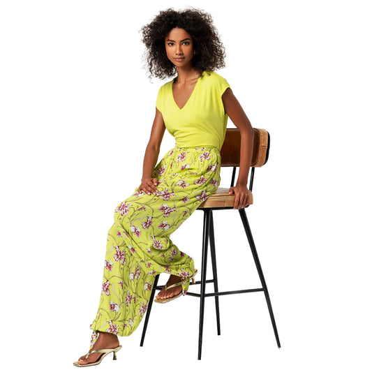 SURKANA Pantaloni arricciati in basso con fiocchi Verde acido