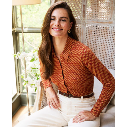 SURKANA - Camicia stampata in poliestere riciclato Toffee-SURKANA-VIALESCARPE