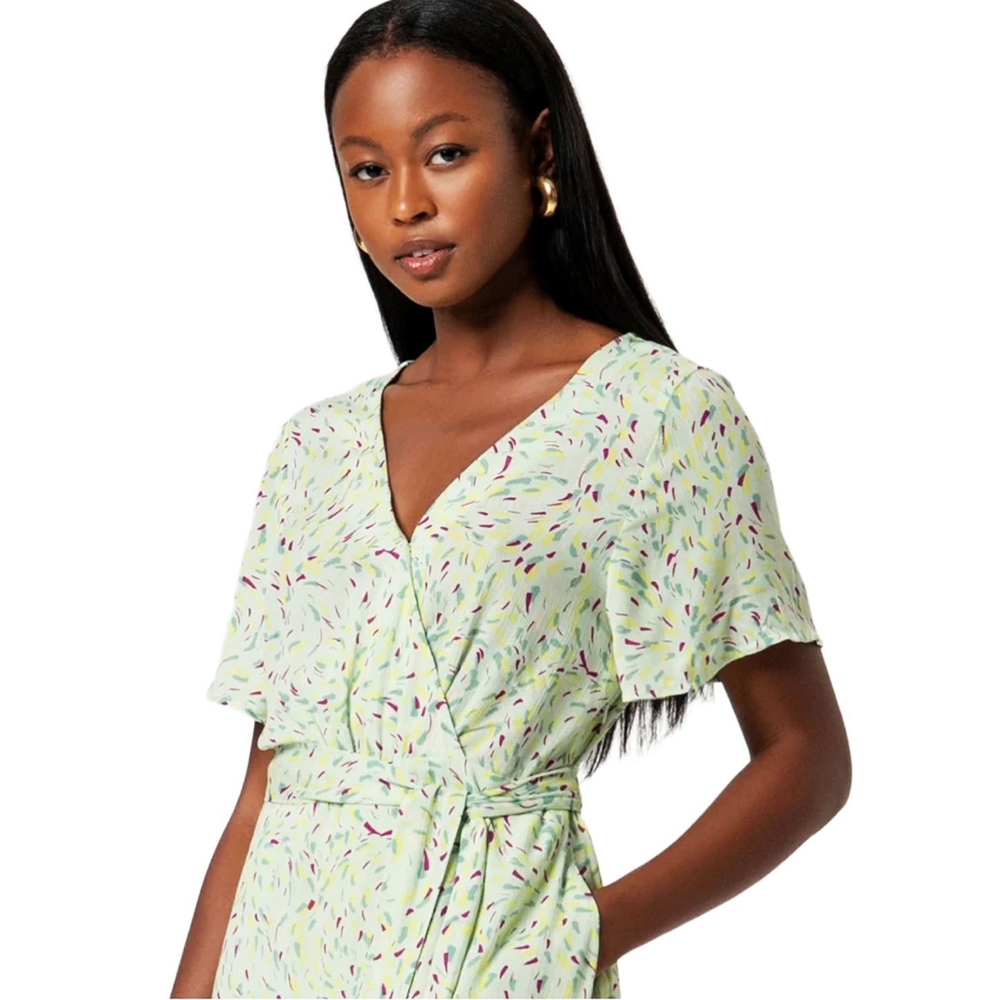 SURKANA Vestito midi incrociato Verde Polvere-SURKANA-VIALESCARPE