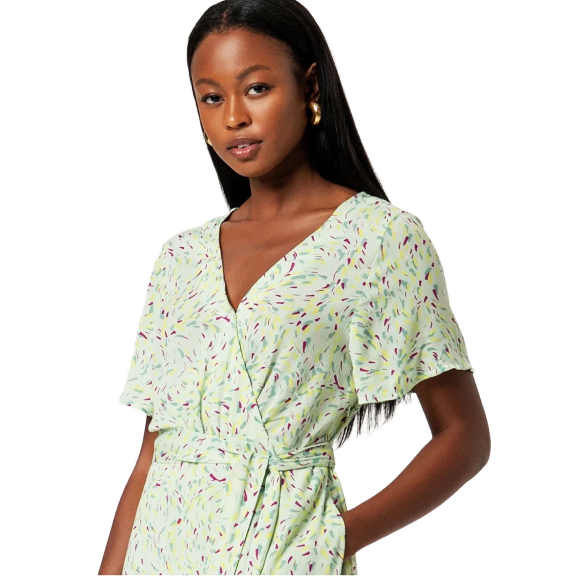 SURKANA Vestito midi incrociato Verde Polvere-SURKANA-VIALESCARPE