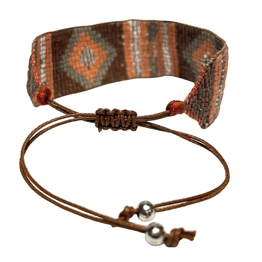 SURKANA Bracciali alti perline giapponesi brown
